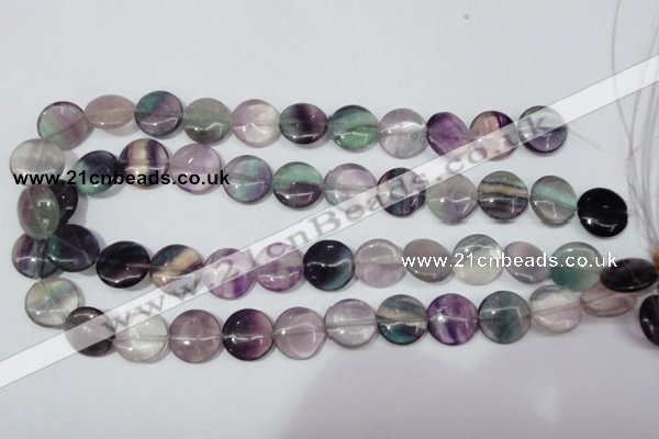 CFL165 15.5 inches 16mm flat round natural fluorite beads wholesale