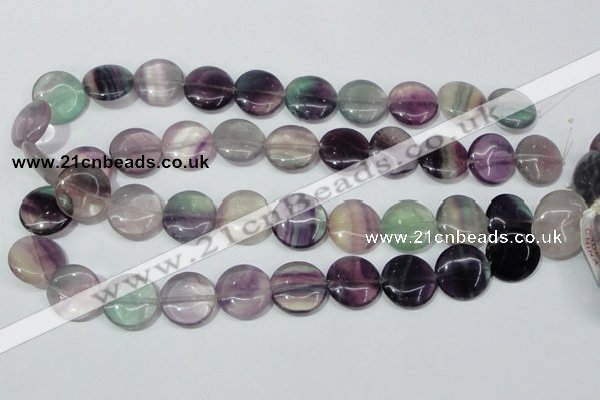 CFL166 15.5 inches 18mm flat round natural fluorite beads wholesale