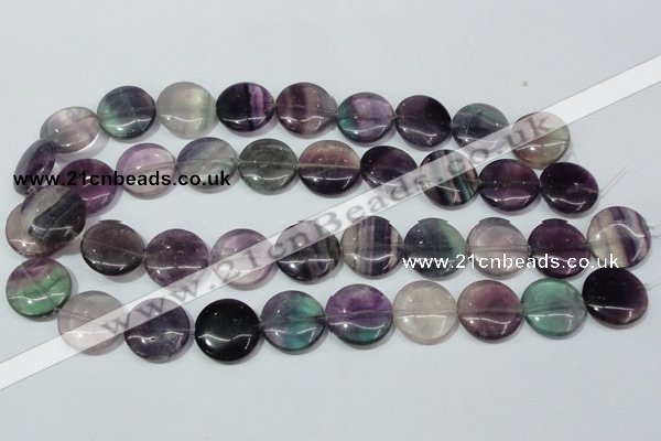 CFL167 15.5 inches 20mm flat round natural fluorite beads wholesale