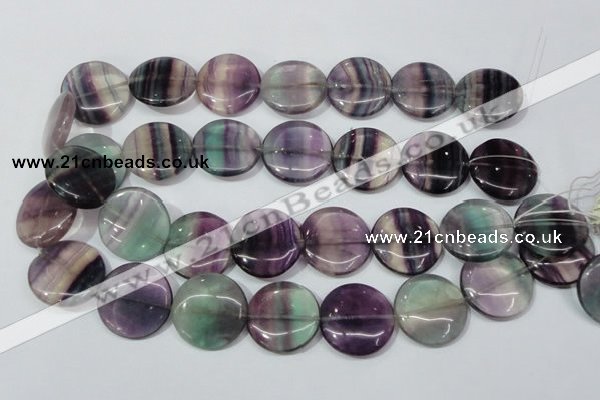 CFL168 15.5 inches 25mm flat round natural fluorite beads wholesale