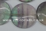 CFL169 15.5 inches 30mm flat round natural fluorite beads wholesale