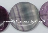 CFL170 15.5 inches 35mm flat round natural fluorite beads wholesale