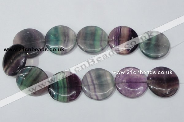 CFL170 15.5 inches 35mm flat round natural fluorite beads wholesale