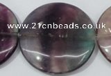 CFL171 15.5 inches 40mm flat round natural fluorite beads wholesale