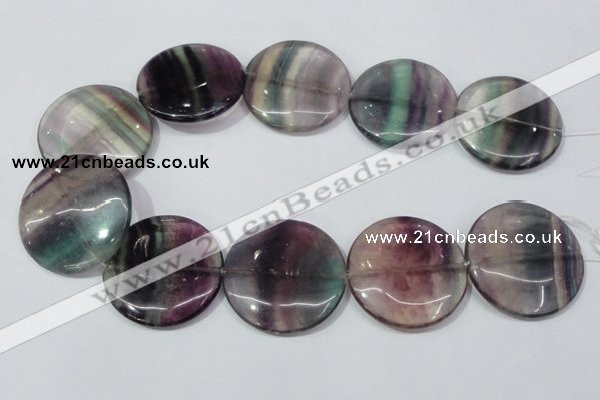 CFL171 15.5 inches 40mm flat round natural fluorite beads wholesale