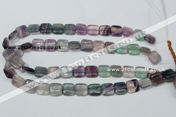 CFL174 15.5 inches 14*14mm square natural fluorite beads wholesale