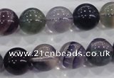 CFL205 15.5 inches 14mm round purple fluorite gemstone beads wholesale