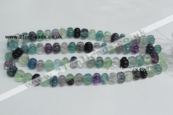 CFL301 15.5 inches 10*14mm carved rondelle natural fluorite beads