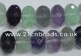 CFL315 15.5 inches 10*16mm faceted rondelle natural fluorite beads