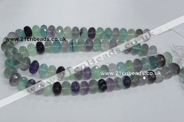 CFL315 15.5 inches 10*16mm faceted rondelle natural fluorite beads