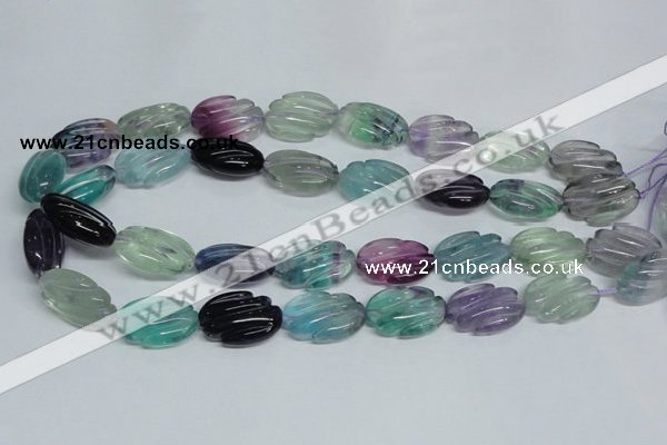 CFL321 15.5 inches 16*24mm carved oval natural fluorite beads