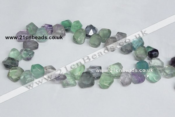 CFL331 15.5 inches 14*18mm faceted nugget natural fluorite beads