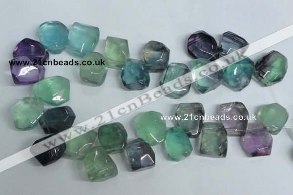 CFL332 15.5 inches 20*24mm faceted nugget natural fluorite beads