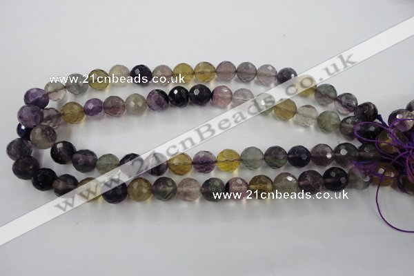 CFL405 15.5 inches 12mm faceted round rainbow fluorite beads