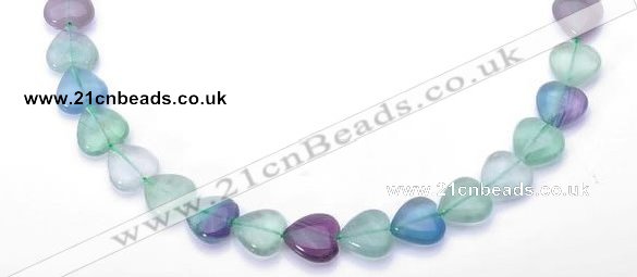 CFL41 B grade 14*14mm heart natural fluorite gemstone beads