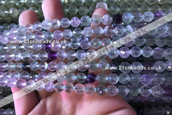 CFL414 15.5 inches 7mm faceted round fluorite gemstone beads