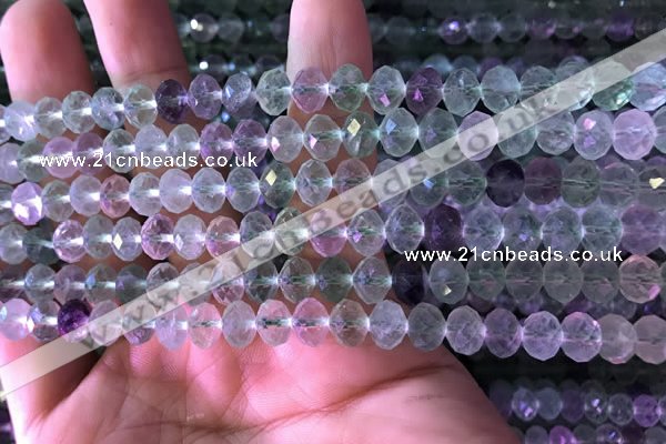 CFL415 15.5 inches 6*8mm faceted rondelle fluorite gemstone beads