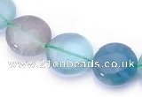 CFL44 14*14mm B grade flat round natural fluorite bead wholesale