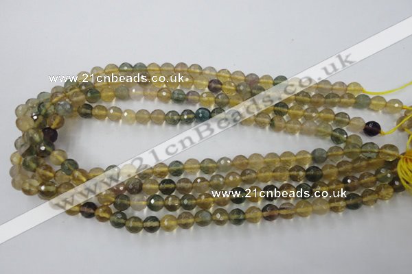 CFL453 15.5 inches 8mm faceted round rainbow fluorite beads