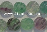 CFL459 15.5 inches 16mm carved round natural fluorite beads