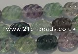 CFL475 15.5 inches 10*14mm carved rice natural fluorite beads