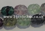 CFL476 15.5 inches 12*16mm carved rice natural fluorite beads