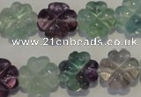 CFL493 15.5 inches 15mm carved flower natural fluorite beads