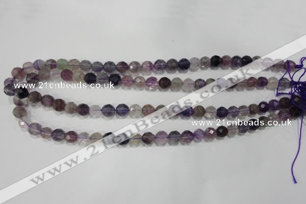 CFL500 15.5 inches 8mm faceted round fluorite beads wholesale