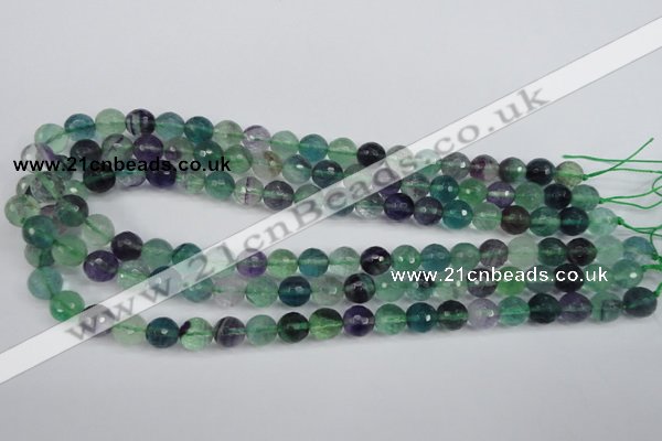 CFL53 15.5 inches 10mm faceted round AB grade natural fluorite beads