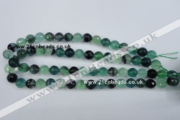 CFL54 15.5 inches 12mm faceted round AB grade natural fluorite beads