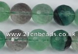 CFL56 15.5 inches 16mm faceted round AB grade natural fluorite beads