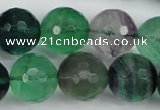 CFL57 15.5 inches 18mm faceted round AB grade natural fluorite beads