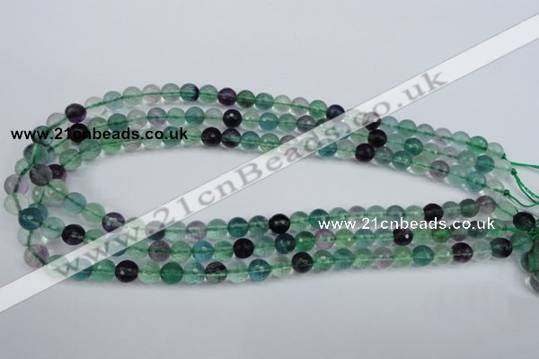 CFL62 15.5 inches 8mm faceted round A grade natural fluorite beads