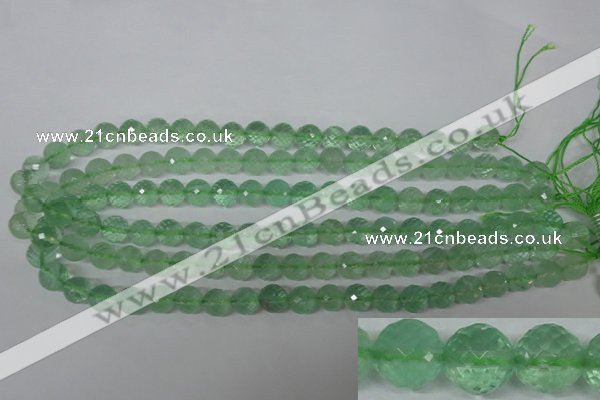 CFL623 15.5 inches 10mm faceted round green fluorite beads wholesale