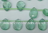 CFL650 Top-drilled 10*14mm faceted briolette green fluorite beads