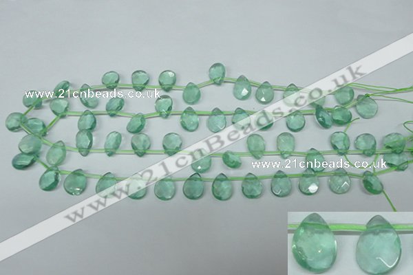 CFL650 Top-drilled 10*14mm faceted briolette green fluorite beads