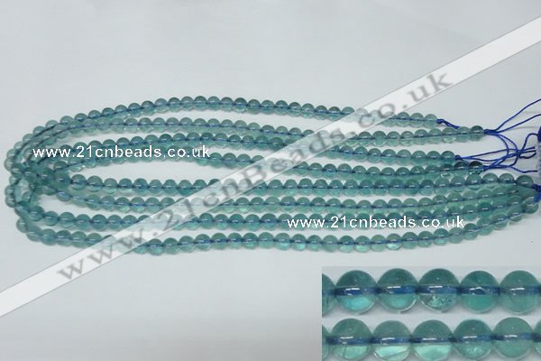 CFL661 15.5 inches 6mm round AB grade blue fluorite beads wholesale