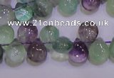 CFL703 Top-drilled 9*11mm teardrop natural fluorite beads wholesale