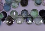 CFL705 Top-drilled 9*11mm faceted briolette natural fluorite beads