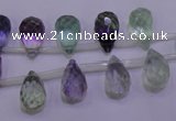 CFL708 Top-drilled 8*12mm faceted teardrop natural fluorite beads