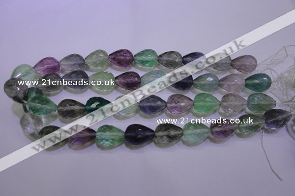 CFL715 15.5 inches 15*20mm faceted teardrop natural fluorite beads