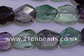 CFL726 15.5 inches 11*15mm faceted nuggets natural fluorite beads