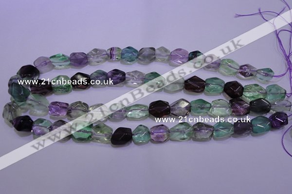 CFL726 15.5 inches 11*15mm faceted nuggets natural fluorite beads