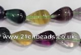 CFL765 15.5 inches 8*12mm teardrop rainbow fluorite gemstone beads