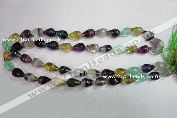 CFL765 15.5 inches 8*12mm teardrop rainbow fluorite gemstone beads