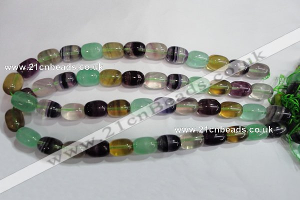 CFL771 15.5 inches 10*14mm drum rainbow fluorite gemstone beads