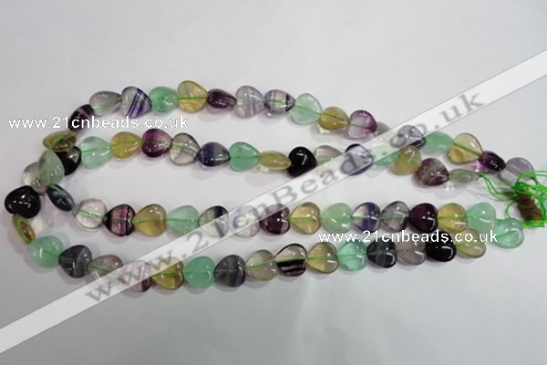 CFL789 15.5 inches 12mm heart rainbow fluorite gemstone beads