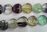 CFL790 15.5 inches 14mm heart rainbow fluorite gemstone beads