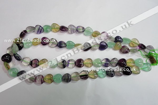 CFL790 15.5 inches 14mm heart rainbow fluorite gemstone beads