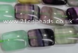 CFL795 15.5 inches 15*20mm rectangle rainbow fluorite gemstone beads